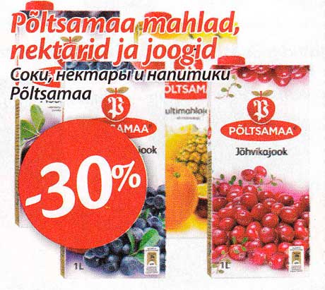 Põltsamaa mahlad, nektarid ja joogid  -30%