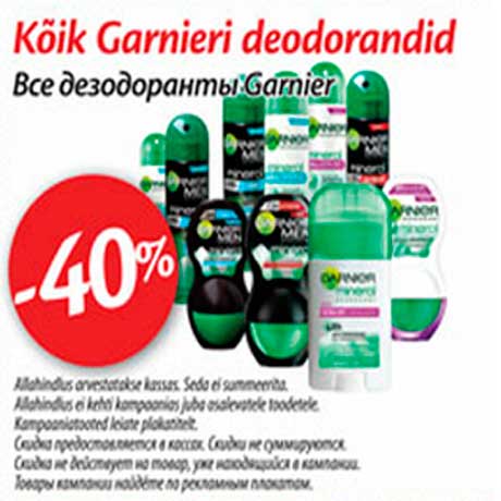 Garnier deodorandid -40%