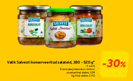 Valik Salvesti konserveeritud salateid, 380 - 520 g*  -30%