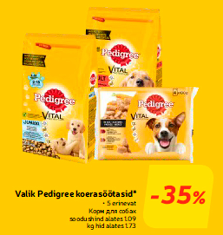 Valik Pedigree koerasöötasid* -35%