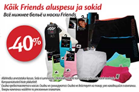 Kõik Friends aluspesu ja sokid -40%