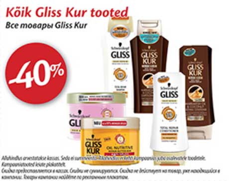 Kõik Gliss Kur tooted -40%