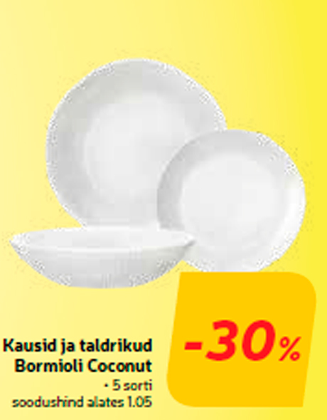 Kausid ja taldrikud Bormioli Coconut -30%