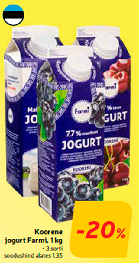 Koorene jogurt Farmi, 1 kg -20%