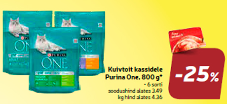 Kuivtoit kassidele Purina One, 800 g* -25%