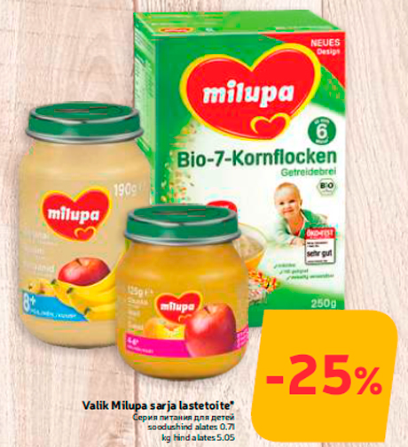 Valik Milupa sarja lastetoite*  -25%