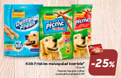 Kõik Friskies maiuspalad koertele*  -25%