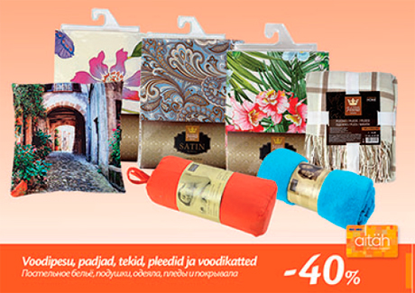 Voodipesu, padjad, tekid, pleekid ja voodikatted  -40%