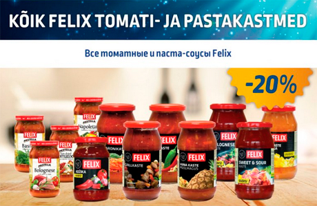 KÕIK FELIX TOMATI- JA PASTAKASTMED  -20%