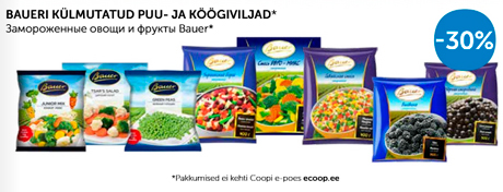 BAUERI KÜLMUTATUD PUU- JA KÖÖGIVILJAD*  -30%