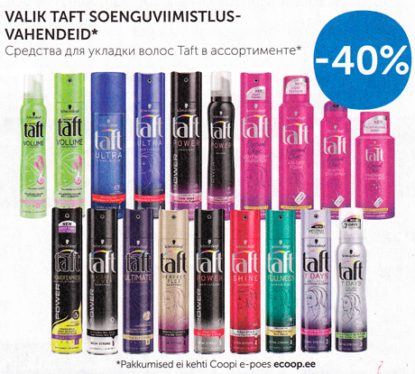 VALIK TAFT SOENGUVIIMISTLUSVAHENDEID*  -40%