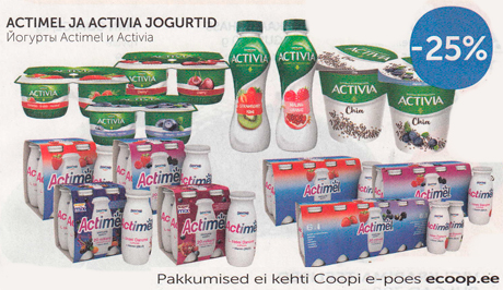 ACTIMEL JA ACTIVIA JOGURTID  -25%