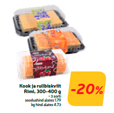 Kook ja rullbiskviit Rimi, 300-400 g  -20%