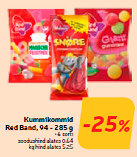 Kummikommid Red Band, 94 - 285 g -25%