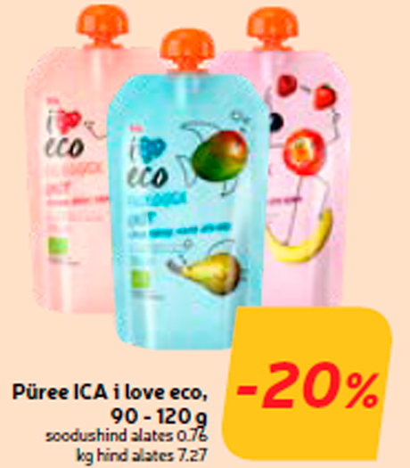 Püree ICA i love eco, 90 - 120 g  -20%