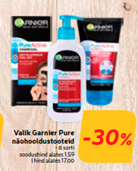 Valik Garnier Pure näohooldustooteid -30%