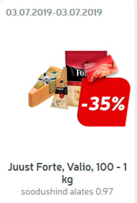 Juust Forte, Valio, 100 - 1 kg -35%