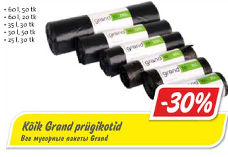  Kõik Grand prügikotid -30%