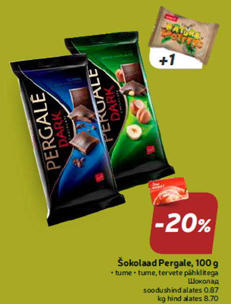 Šokolaad Pergale, 100 g  -20%
