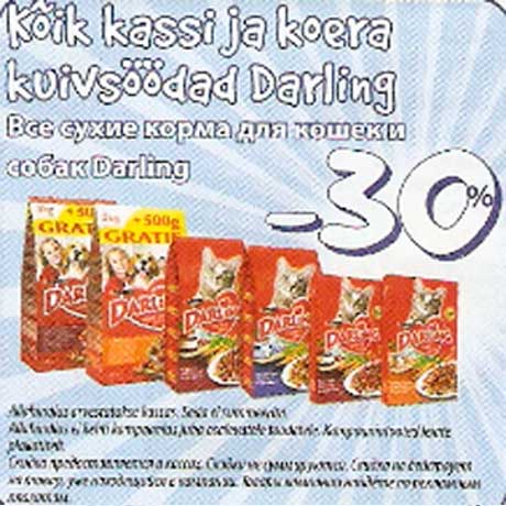 Kassi ja koera kuivsöödad Darling -30%