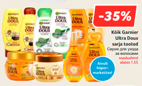 Kõik Garnier Ultra Doux sarja tooted  -35%