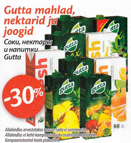 Gutta mahlad, nektarid ja joogid -30%