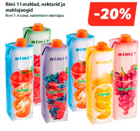 Rimi 1 l mahlad, nektarid ja mahlajoogid  -20%