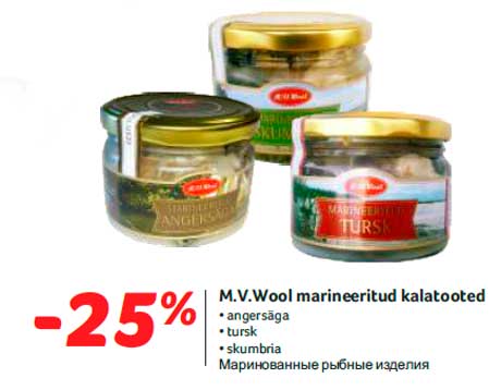 M.V.Wool marineeritud kalatooted -25%