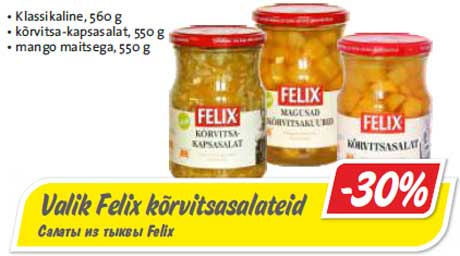 Valik Felix kõrvitsasalateid  -30%