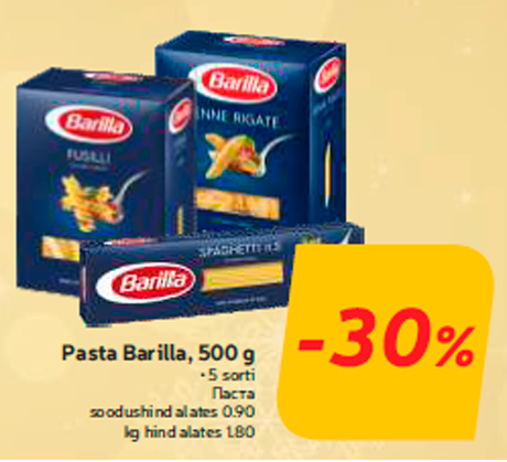 Pasta Barilla, 500 g  -30%
