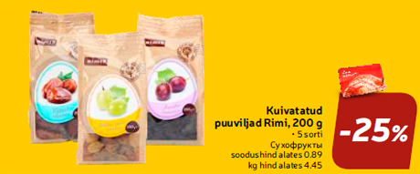 Kuivatatud puuviljad Rimi, 200 g  -25%
