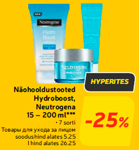 Näohooldustooted Hydroboost, Neutrogena 15 – 200 ml***  -25%
