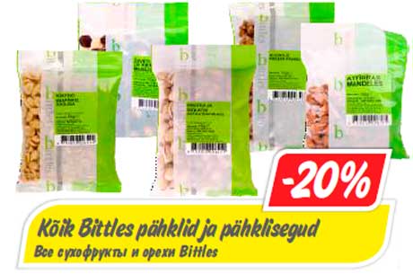 Kõik Bittles pähklid ja pähklisegud  -20%