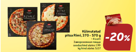 Külmutatud pitsa Rimi, 370 - 570 g  -20%
