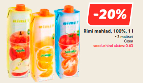 Rimi mahlad, 100%, 1 l   -20%