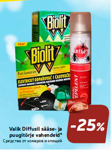 Valik Diffusil sääse- ja puugitõrje vahendeid*  -25%