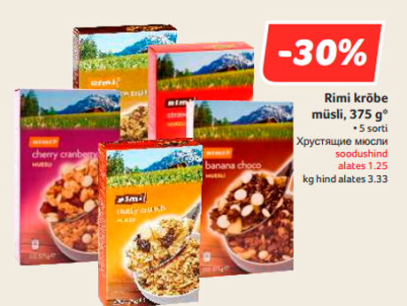 Rimi krõbe  müsli, 375 g*   -30%