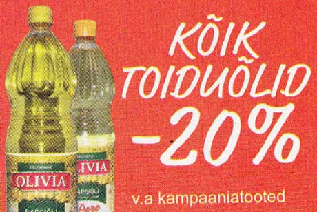 Kõik toiduõlid -20%