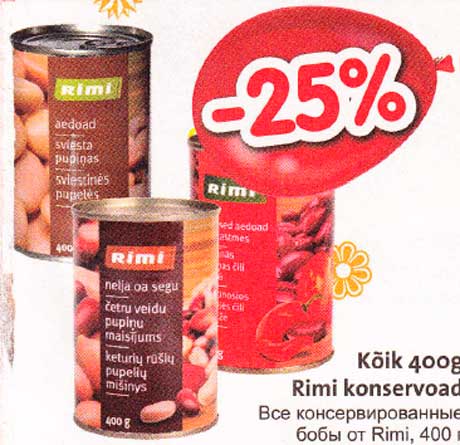 Kõik 400 g Rimi konservoad