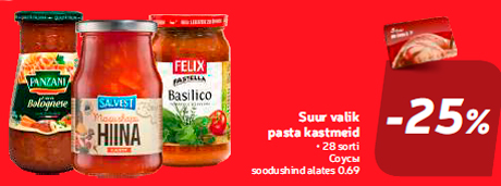 Suur valik pasta kastmeid  -25%