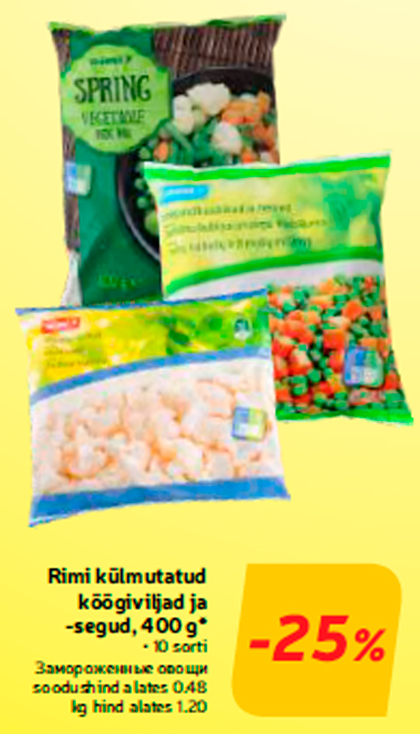 Rimi külmutatud köögiviljad ja -segud, 400 g*  -25%