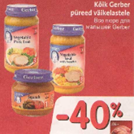 Gerber püreed väikelastele -40%