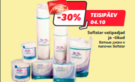 Softstar vatipadjad ja -tikud  -30%
 