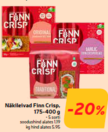 Näkileivad Finn Crisp, 175-400 g  -20%
