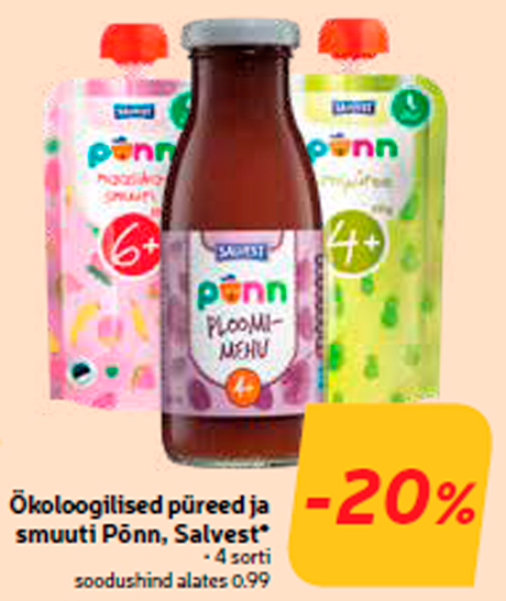 Ökoloogilised püreed ja smuuti Põnn, Salvest*  -20%
