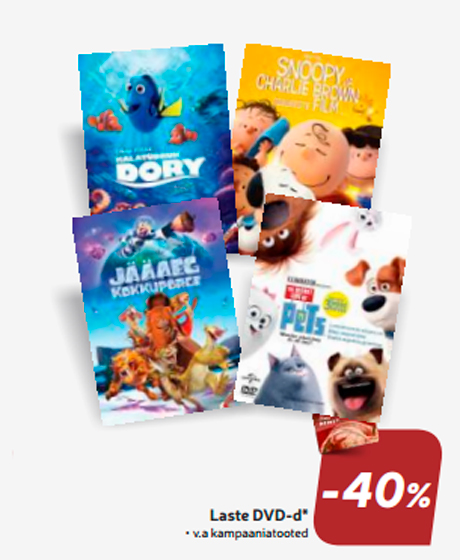 Laste DVD-d*  -40%