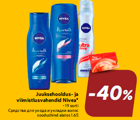 Juuksehooldus- ja viimistlusvahendid Nivea*  -40%