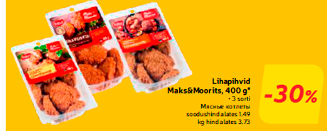 Lihapihvid Maks&Moorits, 400 g*  -30%