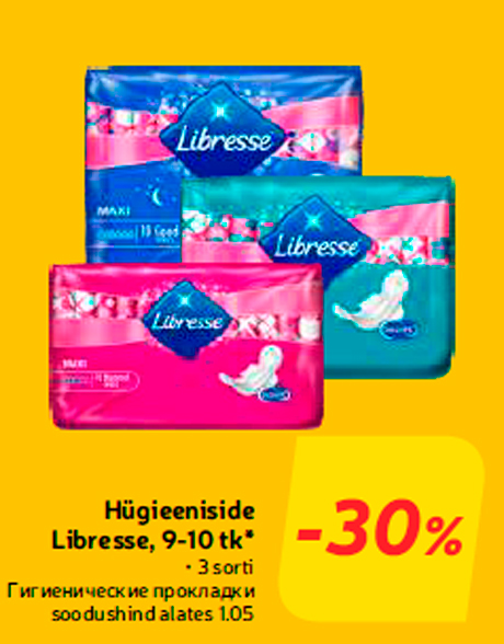 Hügieeniside Libresse, 9-10 tk*  -30%