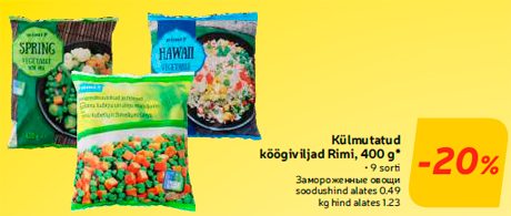 Külmutatud köögiviljad Rimi, 400 g*  -20%